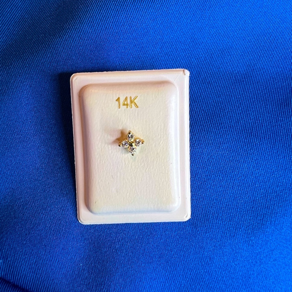 14K GOLD NOSE RING - BONE STYLE NOSE STUD